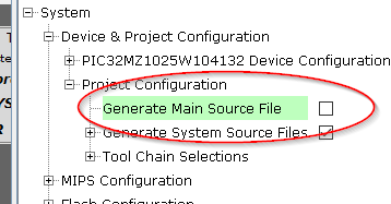 Disable main file generation