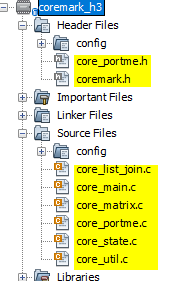 Include Coremark Source files