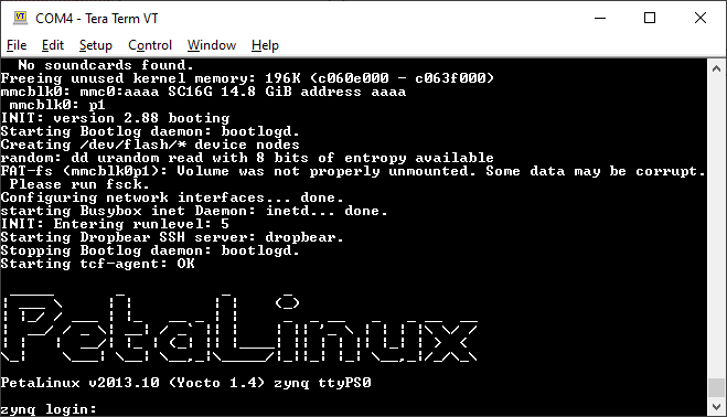 The first petalinux prompt